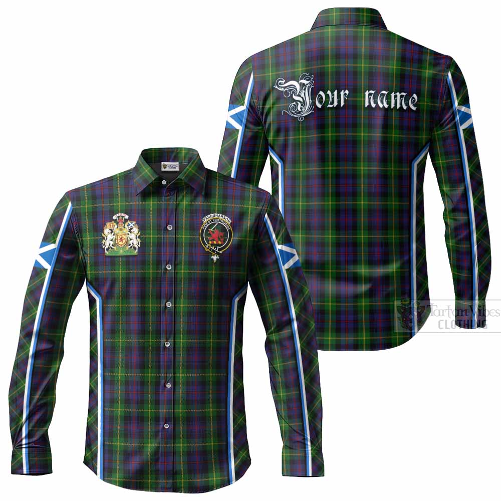 Farquharson Tartan Crest Long Sleeve Button Shirts Scotland Coat of Arm Flag Style - Tartan Vibes Clothing