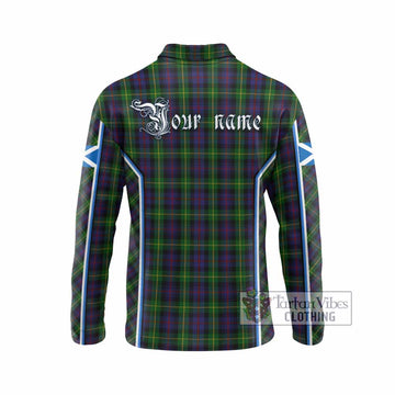 Farquharson Tartan Crest Long Sleeve Polo Shirt Scotland Coat of Arm Flag Style