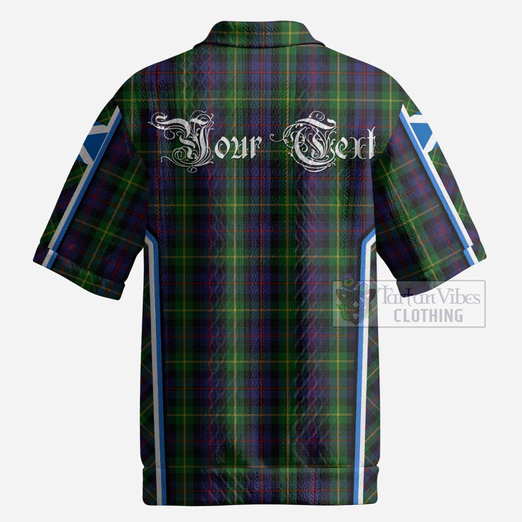 Farquharson Tartan Crest Men’s Polo Sweater Top Scotland Coat of Arm Flag Style