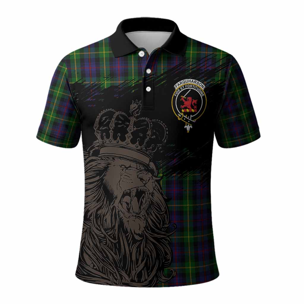 Farquharson Tartan Crest Polo Shirt Crowned Lion Heritage Style