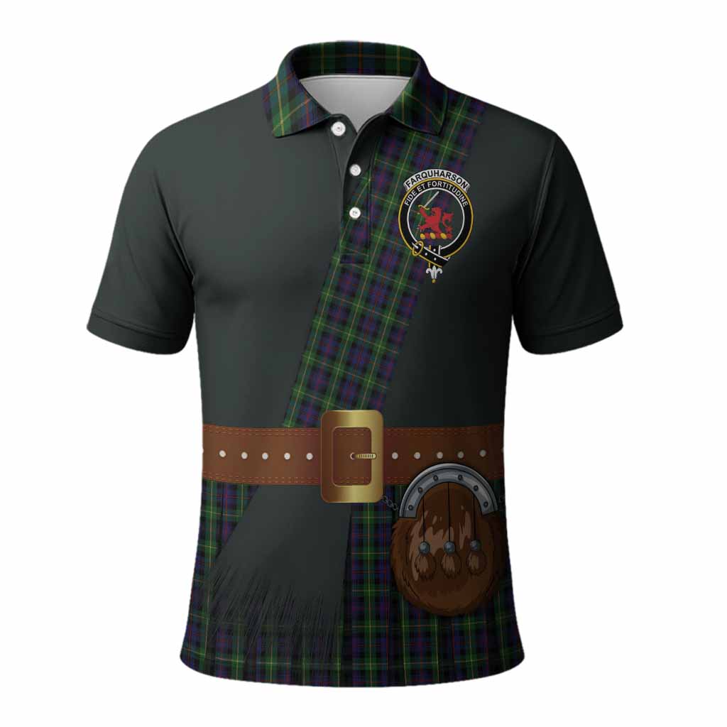 Farquharson Tartan Crest Polo Shirt Kilt Costume Style