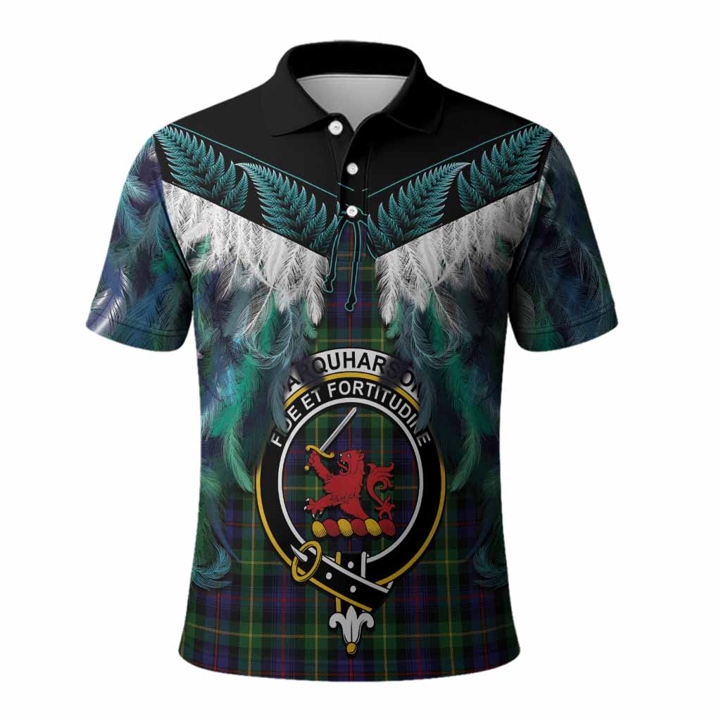 Farquharson Tartan Crest Polo Shirt New Zealand Maori Korowai Cloak