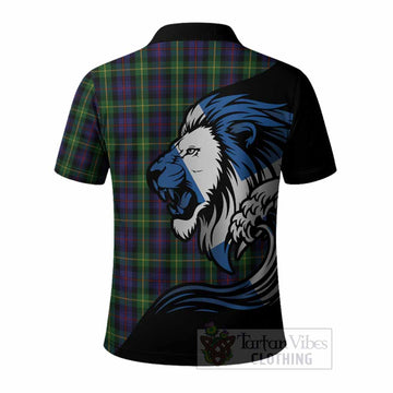 Farquharson Tartan Crest Polo Shirt Scottish Golden Lions Wave Flow