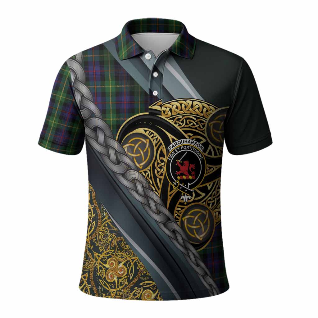 Farquharson Tartan Crest Polo Shirt Scottish Triskele Celtic