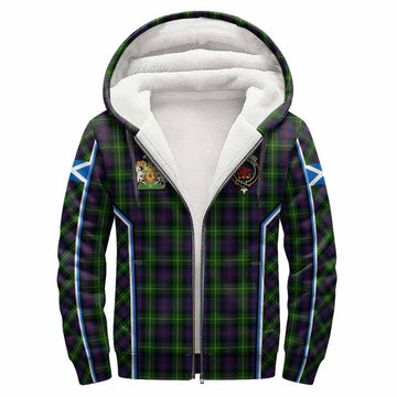 Farquharson Tartan Crest Sherpa Hoodie Scotland Coat of Arm Flag Style