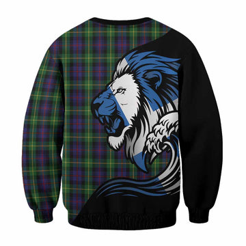 Farquharson Tartan Crest Sweatshirt Scottish Golden Lions Wave Flow