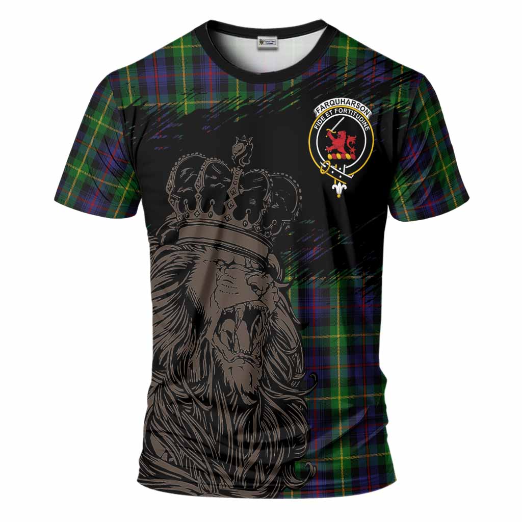 Farquharson Tartan Crest T-Shirt Crowned Lion Heritage Style