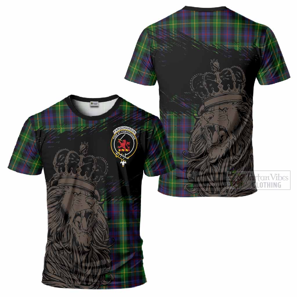 Farquharson Tartan Crest T-Shirt Crowned Lion Heritage Style