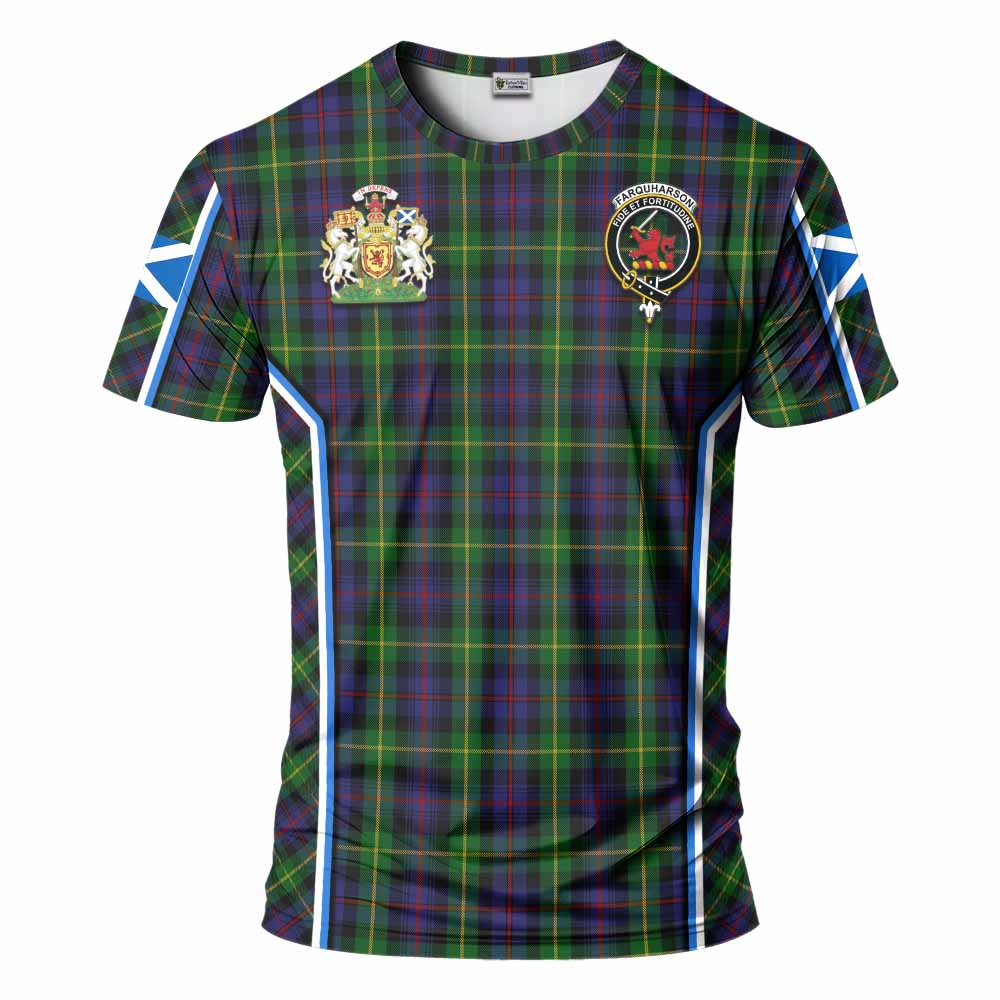 Farquharson Tartan Crest T-shirt Scotland Coat of Arm Flag Style - Tartan Vibes Clothing