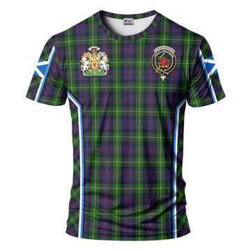 Farquharson Tartan Crest T-shirt Scotland Coat of Arm Flag Style