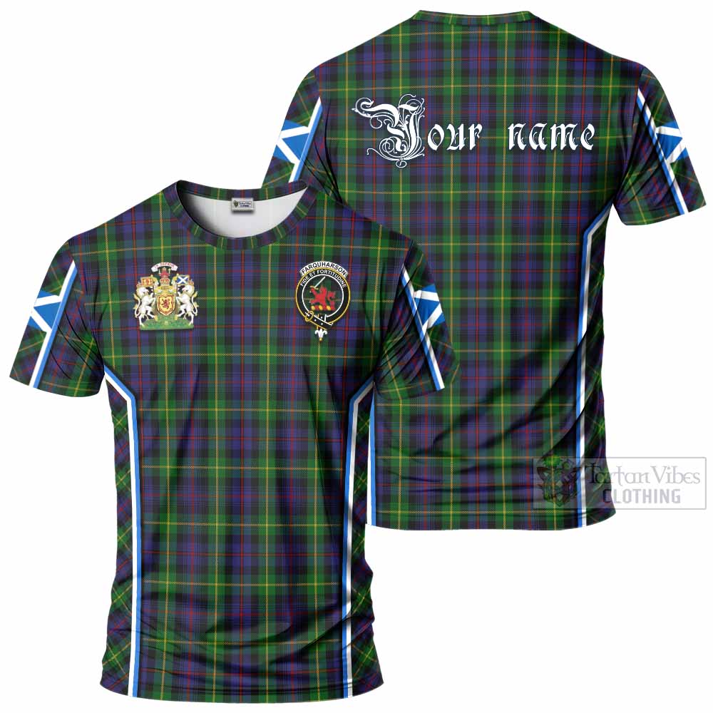 Farquharson Tartan Crest T-shirt Scotland Coat of Arm Flag Style - Tartan Vibes Clothing