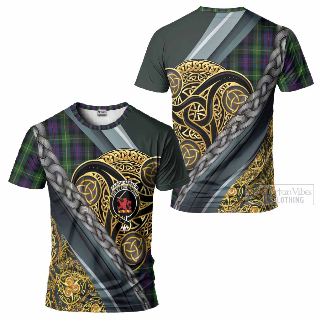 Farquharson Tartan Crest T-Shirt Scottish Triskele Celtic
