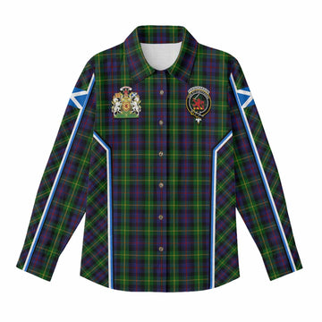 Farquharson Tartan Crest Women Casual Shirt Scotland Coat of Arm Flag Style - Tartan Vibes Clothing
