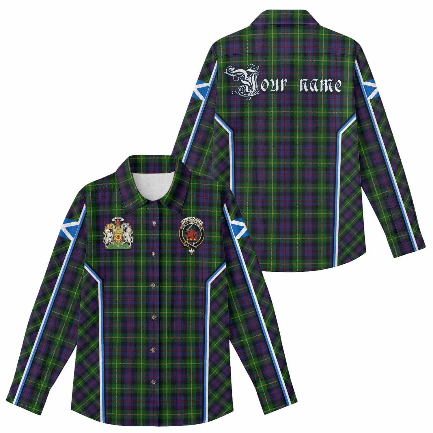 Farquharson Tartan Crest Women Casual Shirt Scotland Coat of Arm Flag Style - Tartan Vibes Clothing