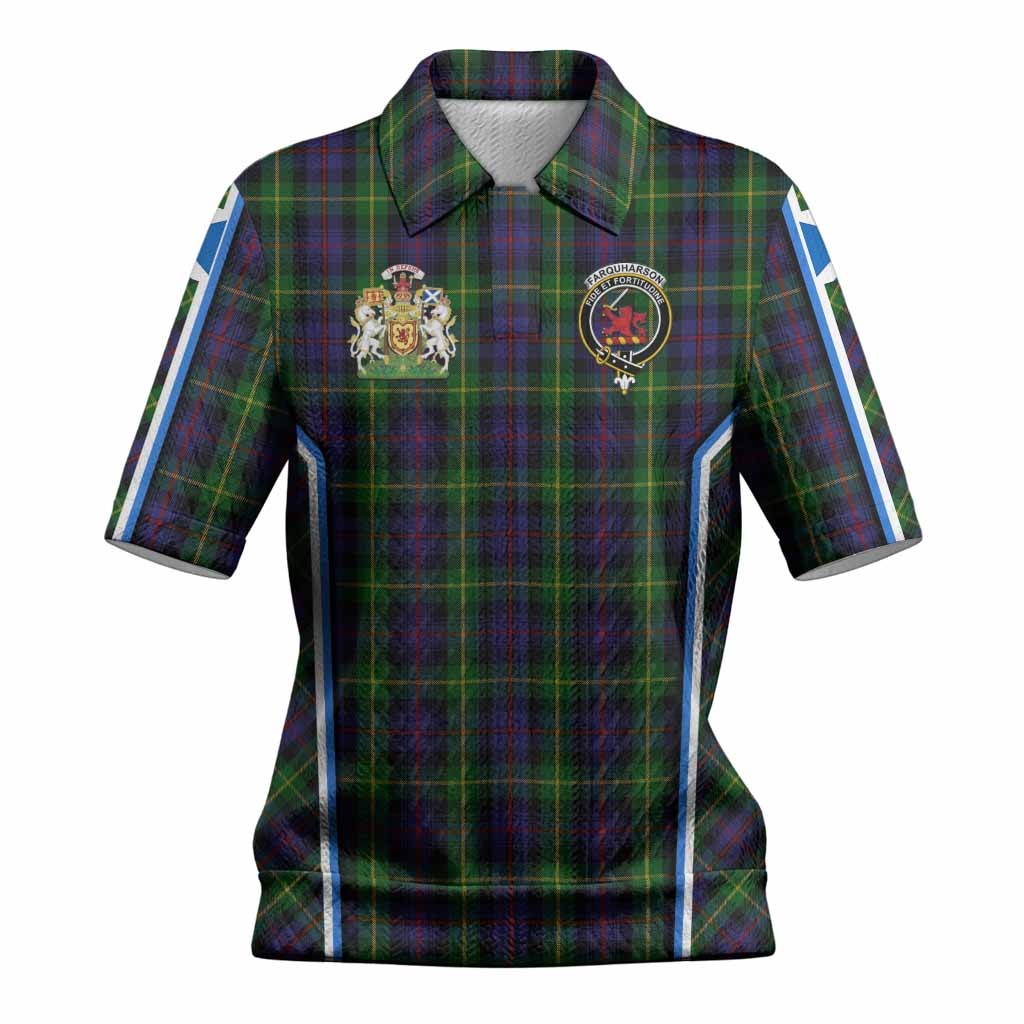 Farquharson Tartan Crest Women’s Polo Sweater Top Scotland Coat of Arm Flag Style
