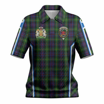 Farquharson Tartan Crest Women’s Polo Sweater Top Scotland Coat of Arm Flag Style