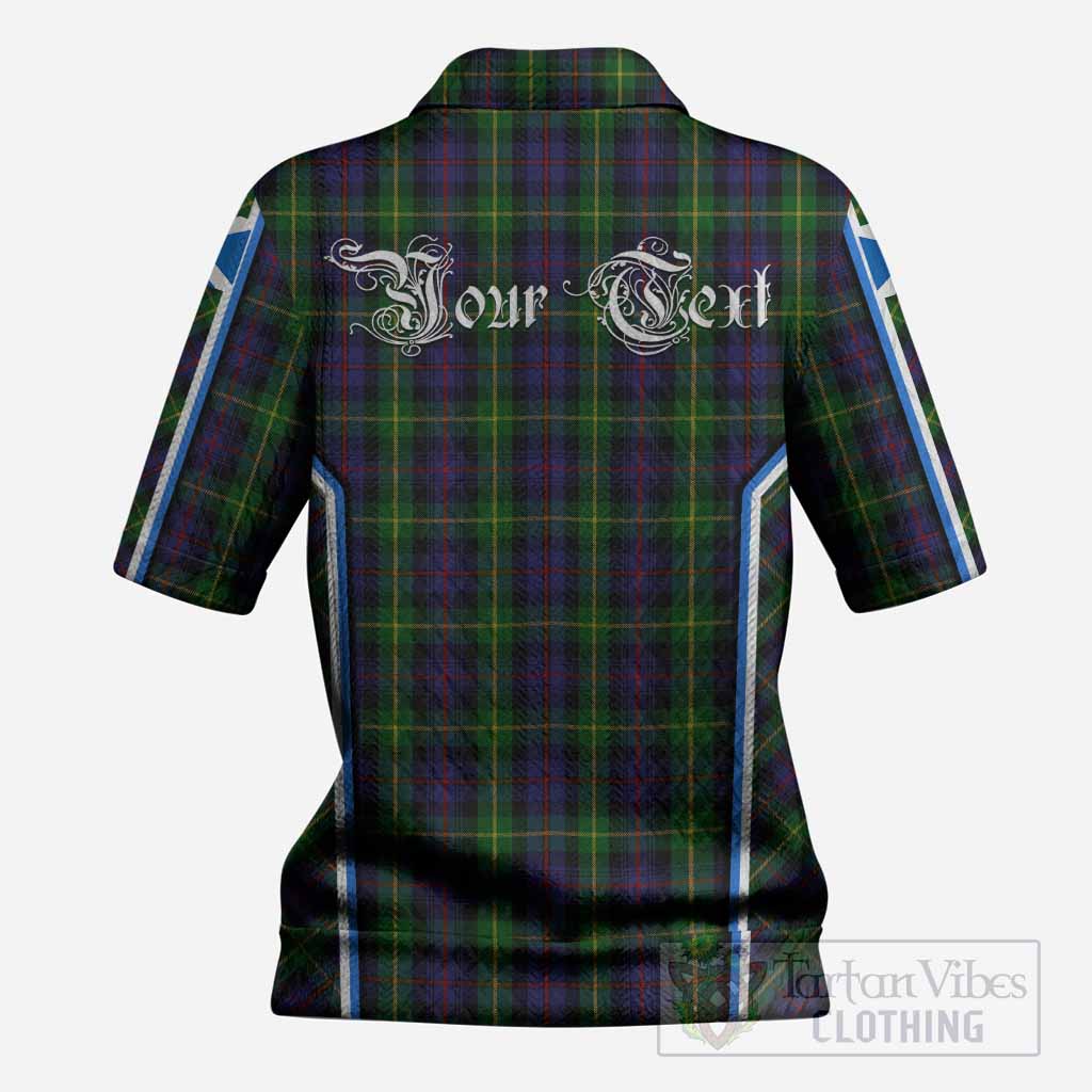 Farquharson Tartan Crest Women’s Polo Sweater Top Scotland Coat of Arm Flag Style