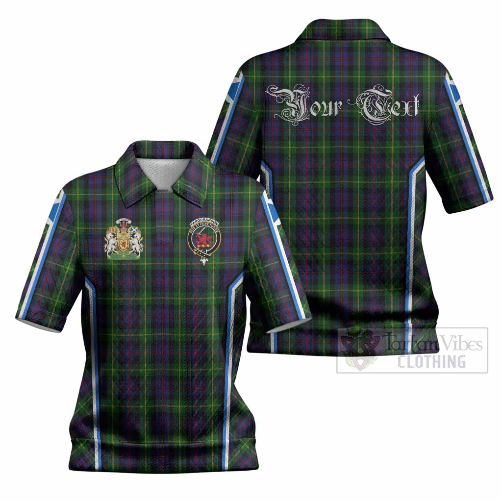 Farquharson Tartan Crest Women’s Polo Sweater Top Scotland Coat of Arm Flag Style