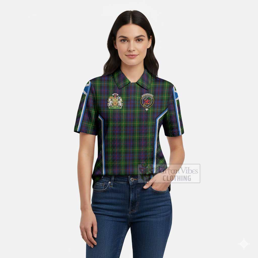 Farquharson Tartan Crest Women’s Polo Sweater Top Scotland Coat of Arm Flag Style