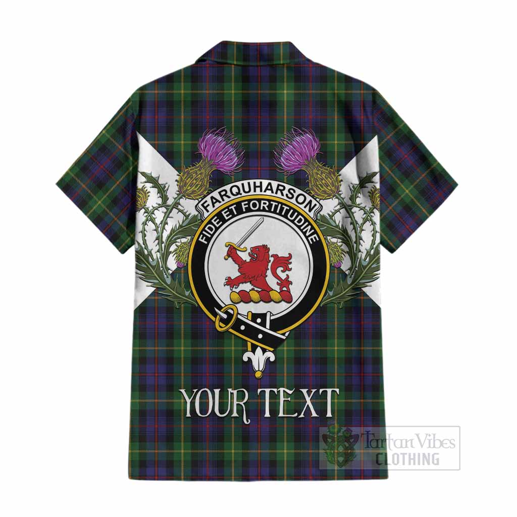 Farquharson Tartan Family Crest Cotton Hawaiian Shirt Scottish Burns Night Thistle Floral
