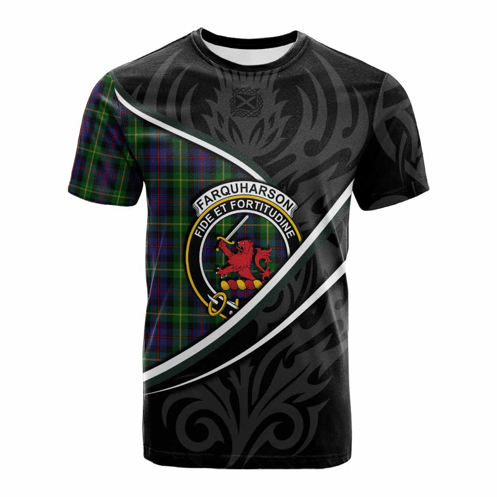 Farquharson Tartan Family Crest Cotton T-shirt Celtic Scottish Thistle Floral - Tartan Vibes Clothing