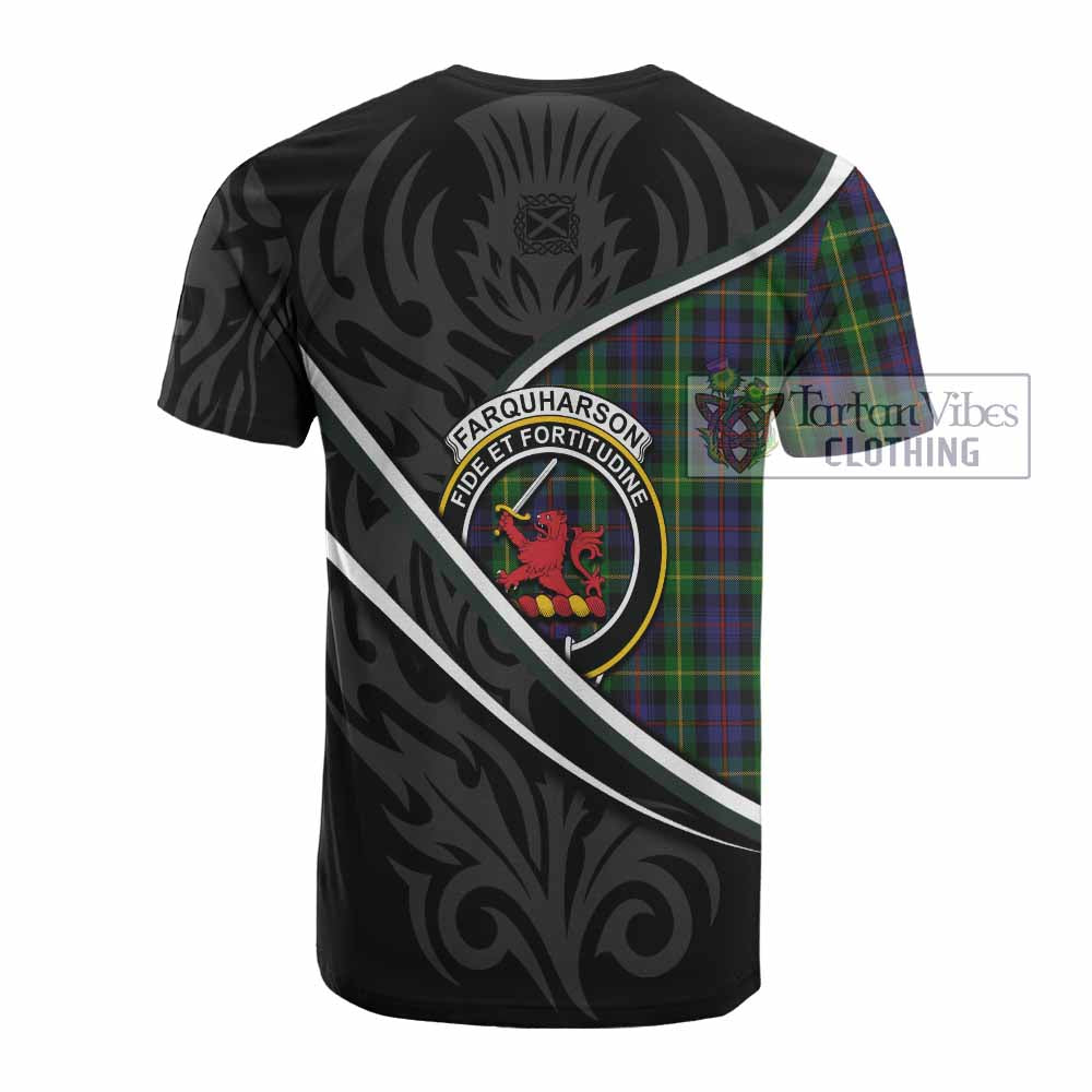 Farquharson Tartan Family Crest Cotton T-shirt Celtic Scottish Thistle Floral - Tartan Vibes Clothing