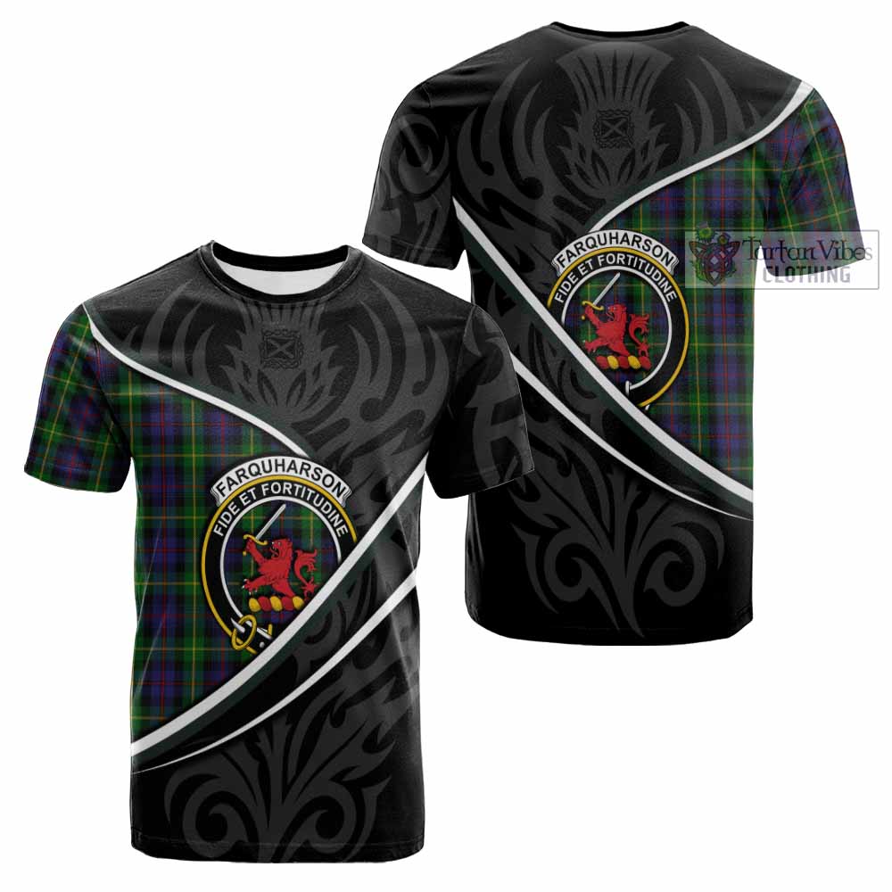 Farquharson Tartan Family Crest Cotton T-shirt Celtic Scottish Thistle Floral - Tartan Vibes Clothing