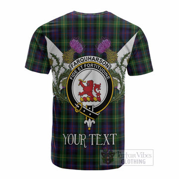 Farquharson Tartan Family Crest Cotton T-shirt Scottish Burns Night Thistle Floral