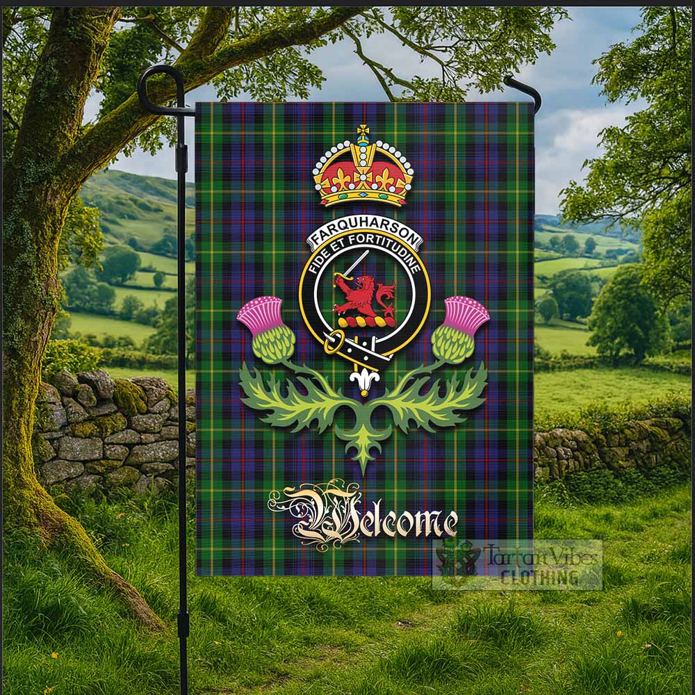 Farquharson Tartan Family Crest Garden Flag Royal Thistle Welcome Style - Tartan Vibes Clothing