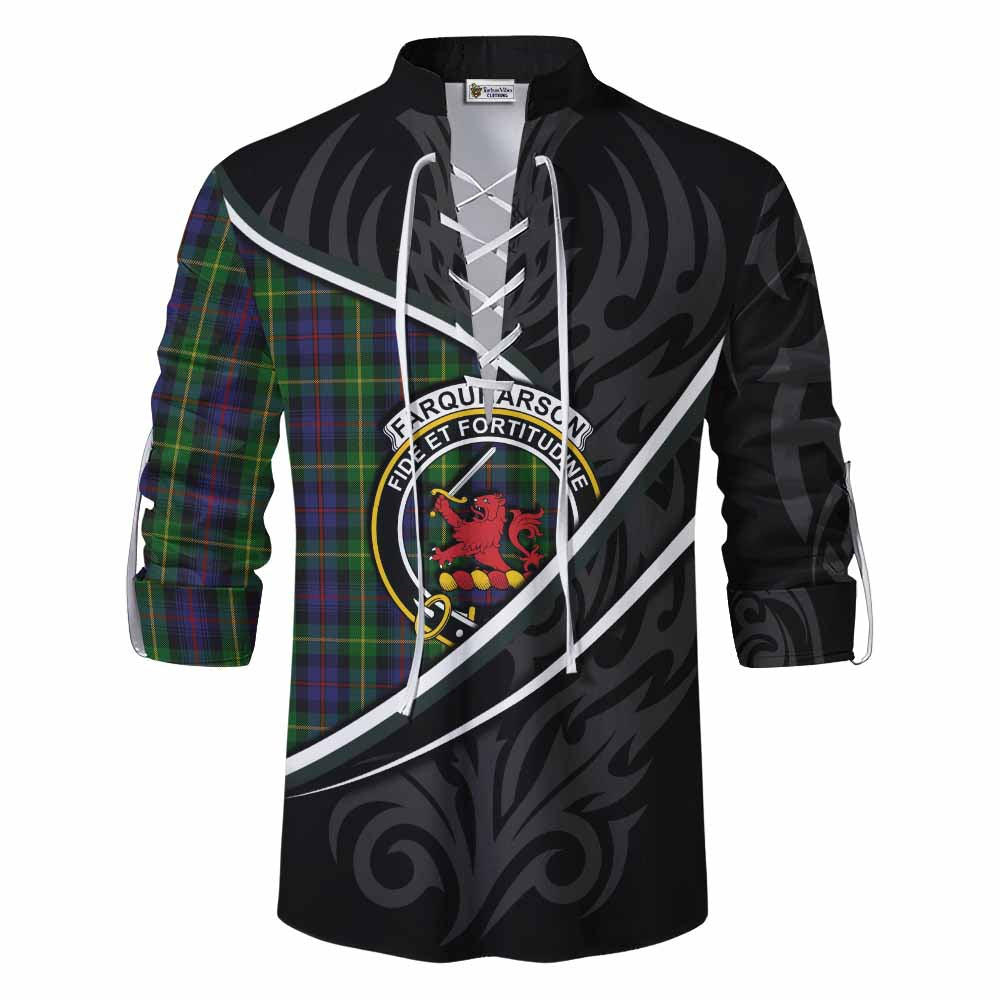 Farquharson Tartan Family Crest Ghillie Kilt Shirt Celtic Scottish Thistle Floral - Tartan Vibes Clothing