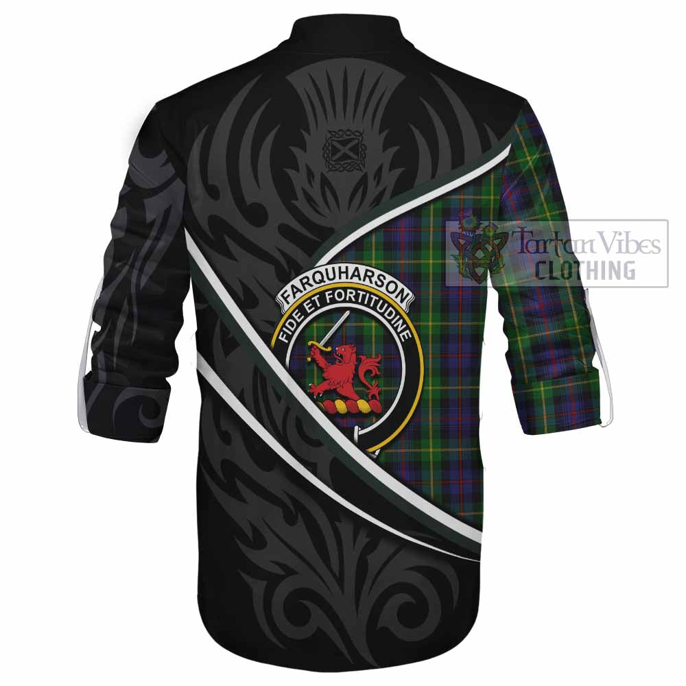 Farquharson Tartan Family Crest Ghillie Kilt Shirt Celtic Scottish Thistle Floral - Tartan Vibes Clothing