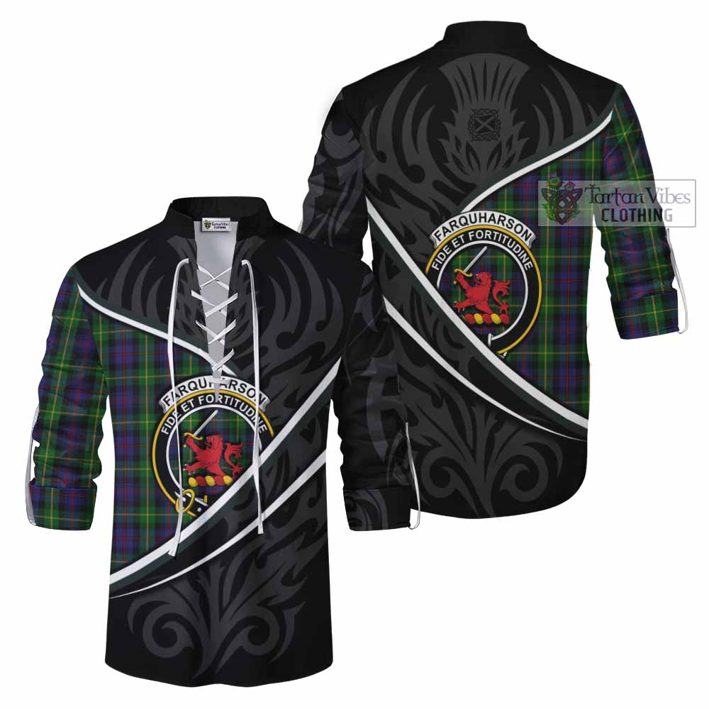 Farquharson Tartan Family Crest Ghillie Kilt Shirt Celtic Scottish Thistle Floral - Tartan Vibes Clothing