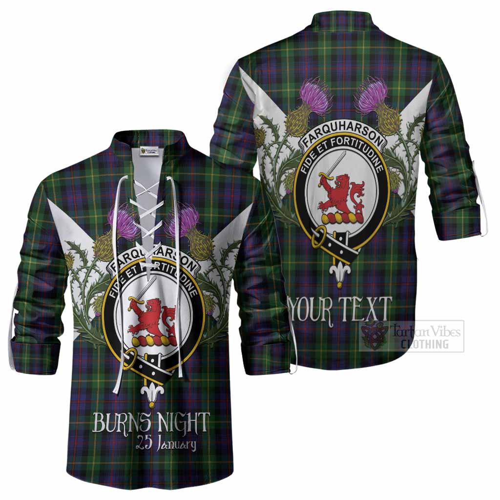 Farquharson Tartan Family Crest Ghillie Shirt Scottish Burns Night Thistle Floral