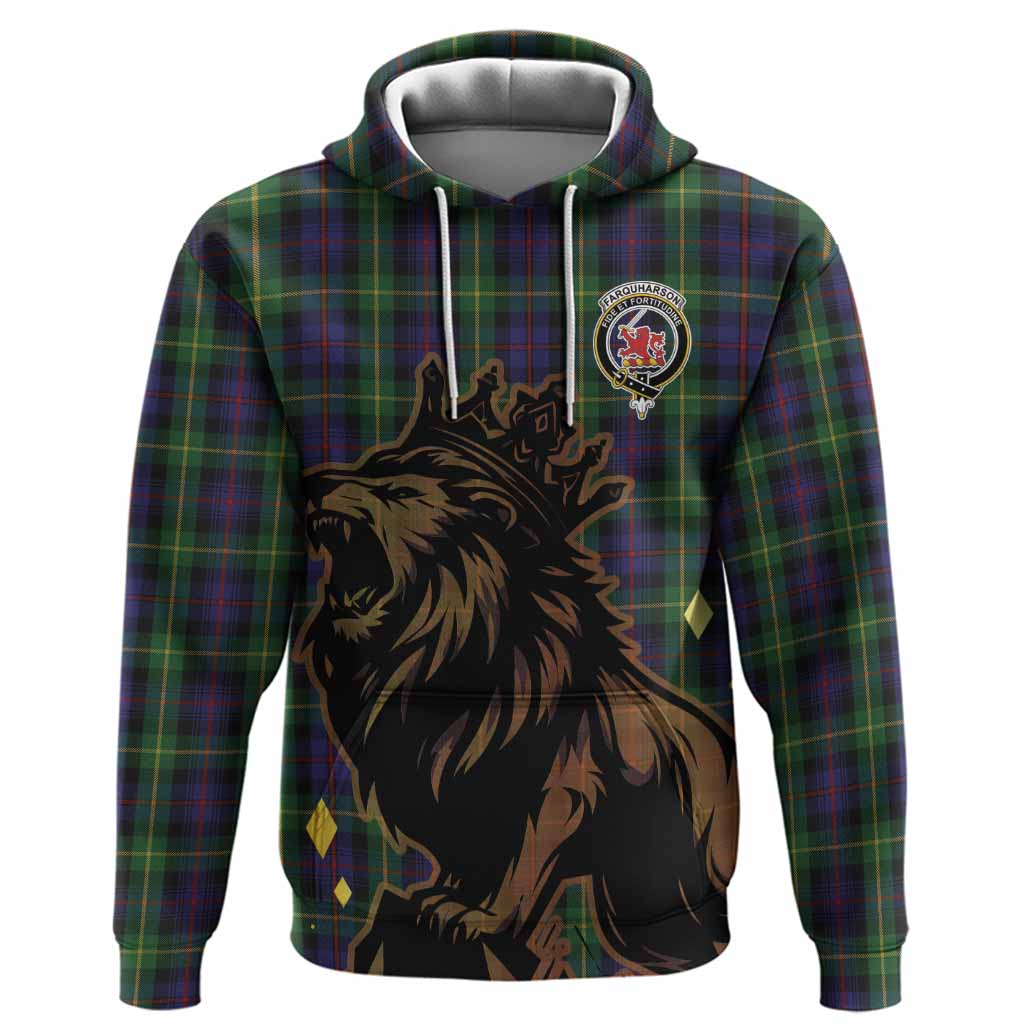 Farquharson Tartan Family Crest Hoodie Crowned Lion Roaring