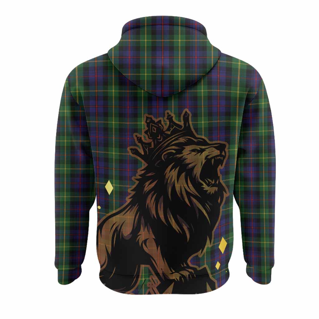 Farquharson Tartan Family Crest Hoodie Crowned Lion Roaring