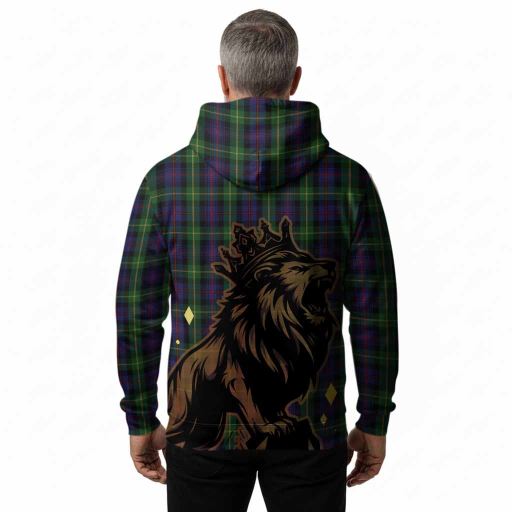 Farquharson Tartan Family Crest Hoodie Crowned Lion Roaring