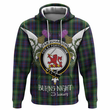 Farquharson Tartan Family Crest Hoodie Scottish Burns Night Thistle Floral