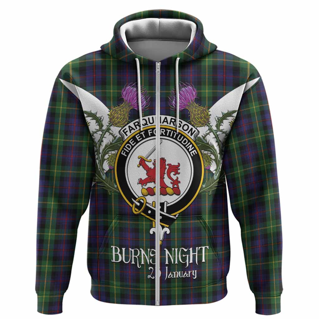 Farquharson Tartan Family Crest Hoodie Scottish Burns Night Thistle Floral