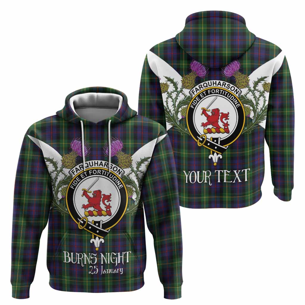 Farquharson Tartan Family Crest Hoodie Scottish Burns Night Thistle Floral