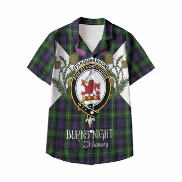 Farquharson Tartan Family Crest Kid Hawaiian Shirt Scottish Burns Night Thistle Floral