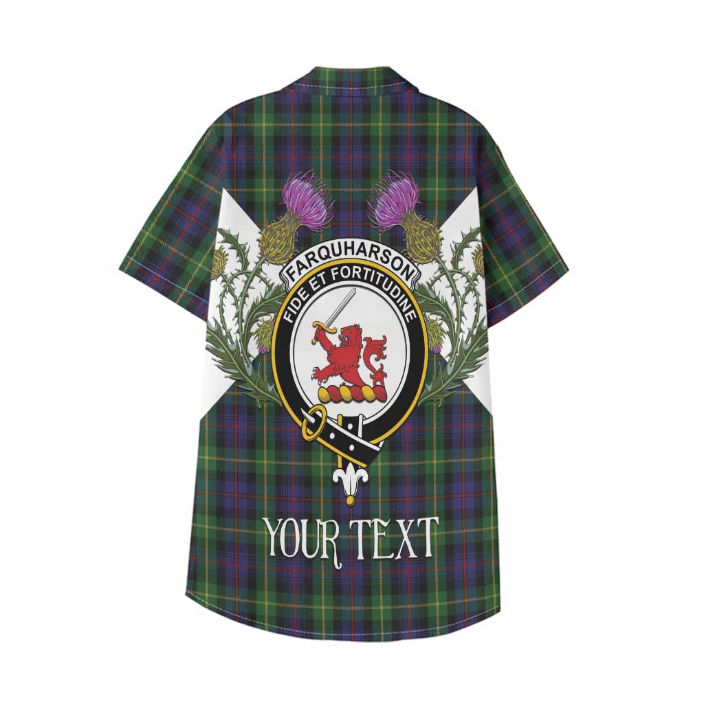 Farquharson Tartan Family Crest Kid Hawaiian Shirt Scottish Burns Night Thistle Floral