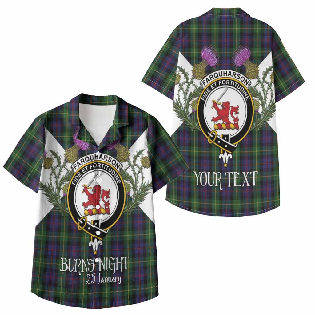 Farquharson Tartan Family Crest Kid Hawaiian Shirt Scottish Burns Night Thistle Floral