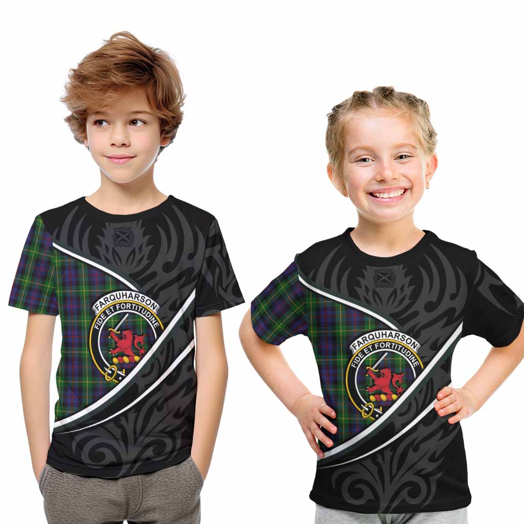Farquharson Tartan Family Crest Kid T-shirt Celtic Scottish Thistle Floral - Tartan Vibes Clothing