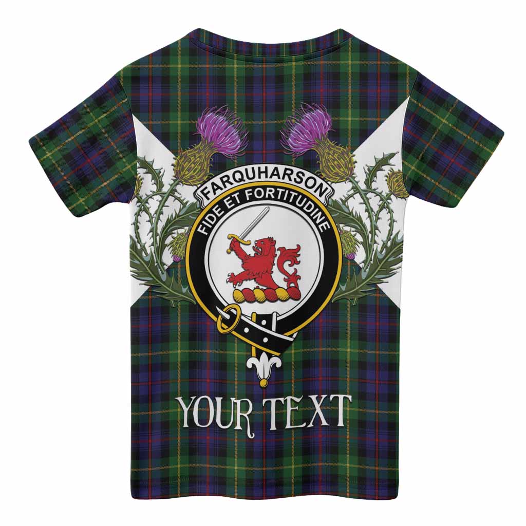 Farquharson Tartan Family Crest Kid T-shirt Scottish Burns Night Thistle Floral