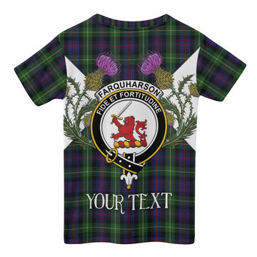 Farquharson Tartan Family Crest Kid T-shirt Scottish Burns Night Thistle Floral