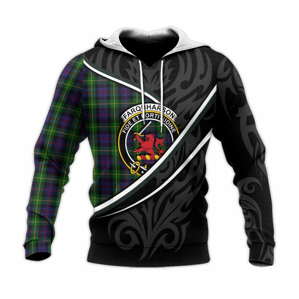 Farquharson Tartan Family Crest Knitted Hoodie Celtic Scottish Thistle Floral - Tartan Vibes Clothing