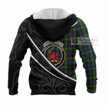 Farquharson Tartan Family Crest Knitted Hoodie Celtic Scottish Thistle Floral