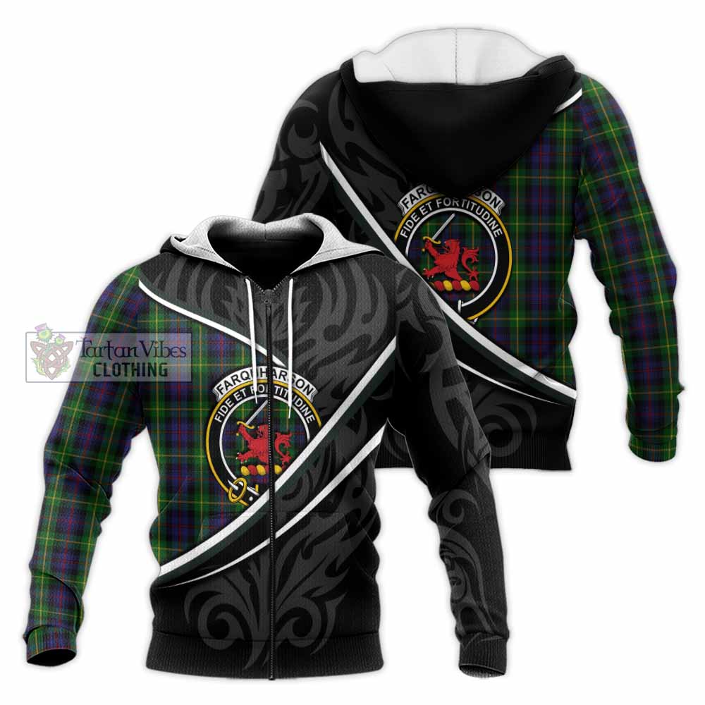 Farquharson Tartan Family Crest Knitted Hoodie Celtic Scottish Thistle Floral - Tartan Vibes Clothing