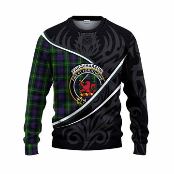 Farquharson Tartan Family Crest Knitted Sweater Celtic Scottish Thistle Floral