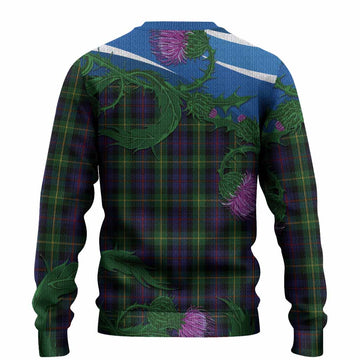 Farquharson Tartan Family Crest Knitted Sweater Thistle in Minimalism